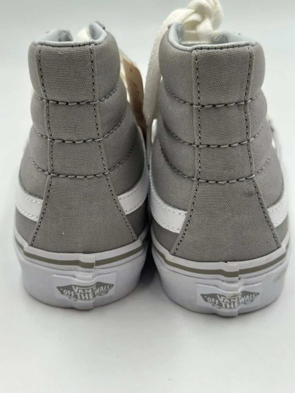 Vans SK8-Hi Gray White Canvas High Top Sneakers Womens 6.5 Mens 5 NWT